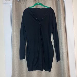 Plus Black Button Down Bodycon Dress